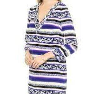 Diane Von Furstenberg Ruby Silk Shift Dress size 12 floral and stripe
